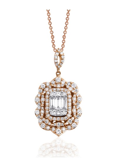 0.95 Karat Baget Pırlanta Kolye 74206846