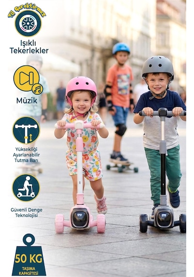 Prego Flow Müzikli Işıklı Oturaklı Scooter Gri K604 Gri