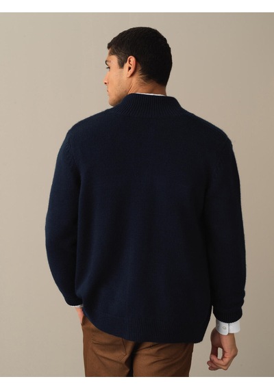 Xint Lacivert Regular Fit Dik Yaka Yünlü Hırka 801653