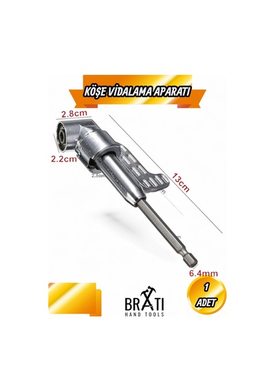 Köşe Vidalama Adaptörü Açılı Dar Alan Matkap Adaptörü Matkap Ucu 1/4''