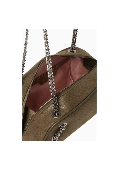 Stella Mccartney Eco Shaggy Deer Vegan Falabella, Zincir Detaylı Bowling Omuz Çantası Yeşil