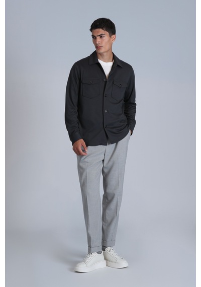 Lufian Cameron Erkek Basic Gömlek Slim Fit Haki Haki 112010655100630 Haki