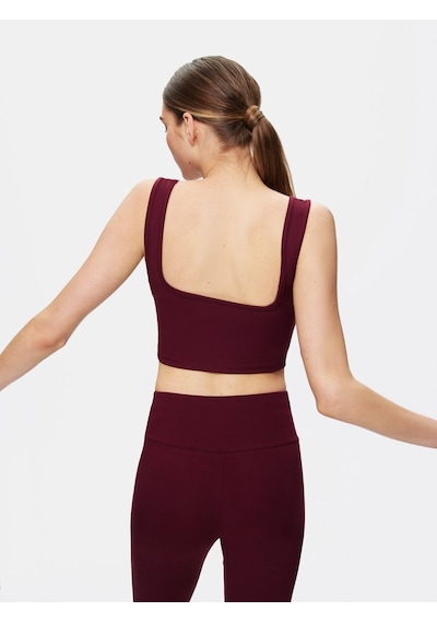 Ltb Askılı Kare Yaka Crop Kırmızı Atlet Kirmizi L