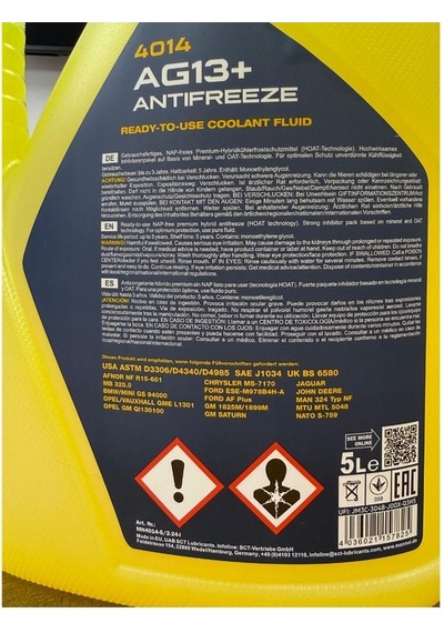 2025 Üretimli Mannol Yüksek Performanslı Donmayan Formül Hazır Kullanım Sarı Antifriz 5l -40 +125 C Sarı