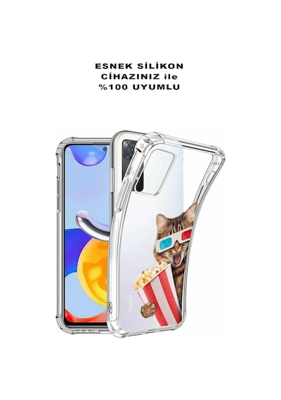 Samsung Galaxy A20 Uyumlu Kedi 1 Baskılı Şeffaf Köşe Korumalı Antişok Kılıf