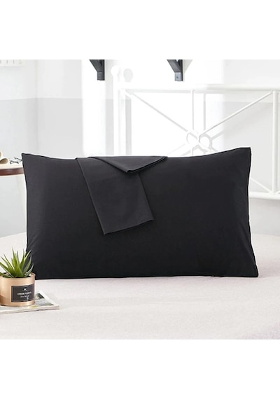 Vionel Home Pamuklu 2'li Kapaklı Yastık Kılıfı 50x70 Cm - Yumuşak Ve Nefes Alabilir Siyah Abanoz