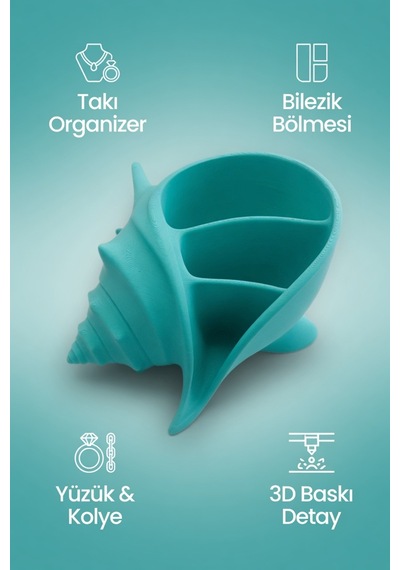 Deniz Kabuğu Takı Organizer Dekoratif Takı Kutusu Yüzük, Kolye Ve Bileklik Düzenleyici Turkuaz