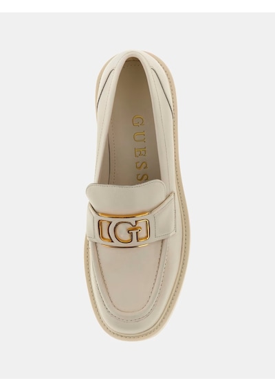 Guess Shuttle Hakiki Deri Kadın Makosen Ayakkabı Flpshulea14 Krem