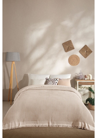 Elart Ruffle Pike Tek Kişilik 160x220 Cm Bej Bej