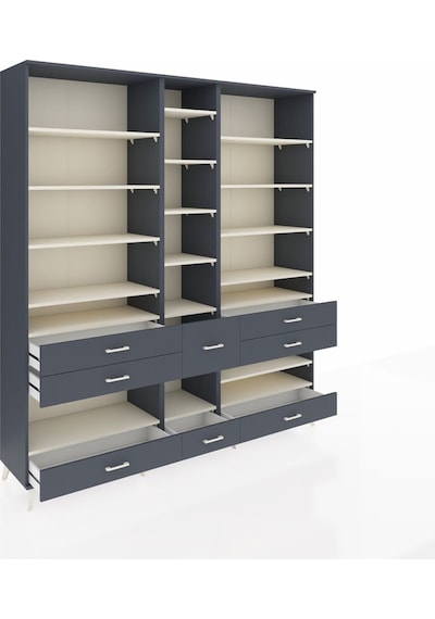 Hyperion Dolap 19 Raflı 8 Çekmeceli 220x44x243 Antrasit-aytaşı/antrasit Aytası/antrasıt Hyperion Dolap 19 Raflı 8 Çekmeceli 220x44x243 Antrasit-aytaşı/antrasit Aytası/antrasıt