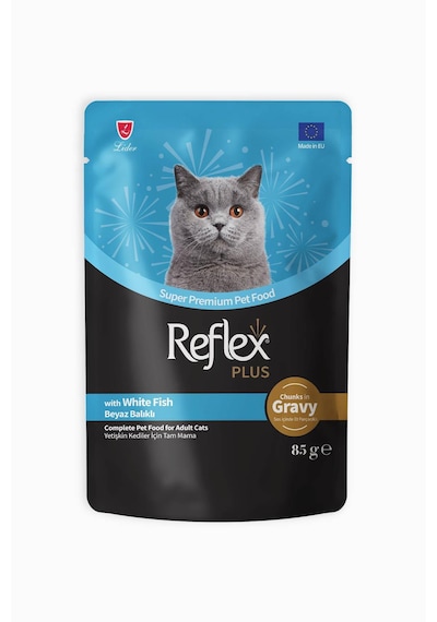 Reflex Plus Sos İçinde Et Parçacıklı Beyaz Balıklı Yetişkin Kedi Maması 85 G