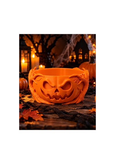 Cadılar Bayramı Halloween Balkabağı Şekerlik Korku Temalı Dekoratif Şeker Çikolata Kasesi Turuncu Turuncu