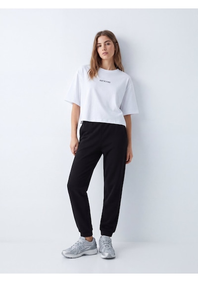 LTB Regular Fit Ribanalı Lastik Paça Siyah Eşofman