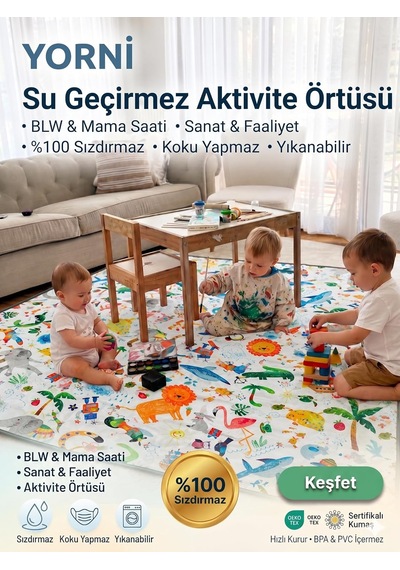 Jungle Çok Amaçlı Su Geçirmez Aktivite Yer Örtüsü 145x180 Cm