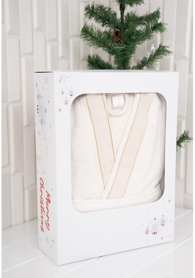 %100 Pamuk Yetişkin Unisex Desenli Kutulu Bornoz Renklı