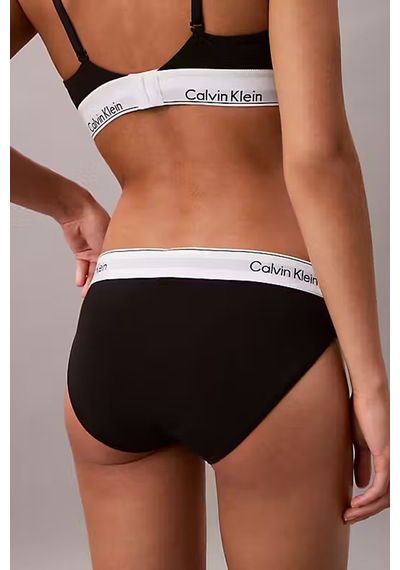 Kadın İkonik Logo Bantlı Bikini Külot - Siyah Black