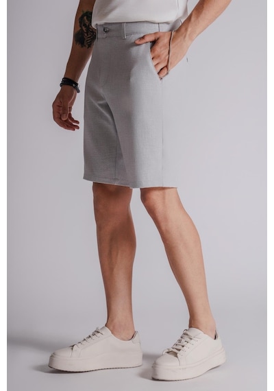 Braccas Erkek Yandan Cepli Klasik Bel Slim Fit Chino Şort Gri Gri