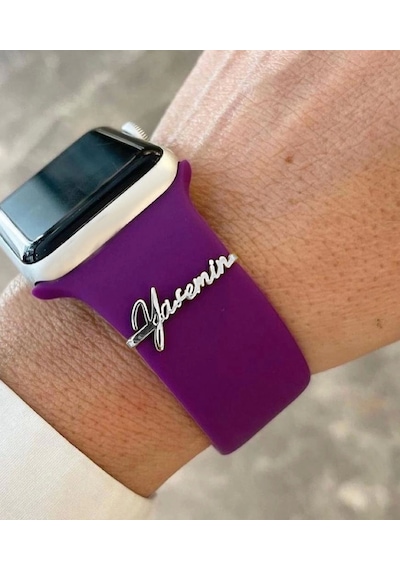Apple Watch Uyumlu Gümüş Saat Isimlik Çok Renkli