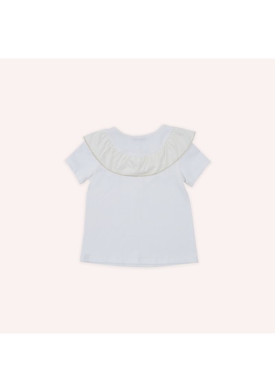 Panço Kız Çocuk Gold Detaylı T-shirt Ekru