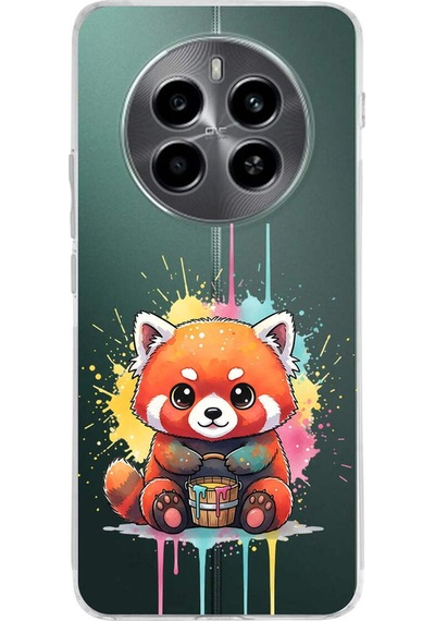Realme 12 4g İle Uyumlu Splash Tilki Tasarımlı Şeffaf Silikon Kılıf Şeffaf