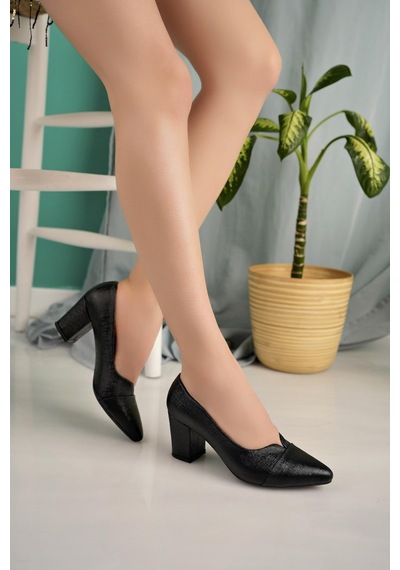 Nesil Shoes Desca 602 Siyah Nova Topuklu Kadın Ayakkabı-siyah Nova Siyah Nova