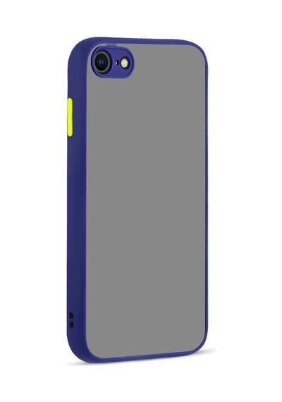 Noktaks - İphone Se 2022 Uyumlu Kılıf Arkası Buzlu Renkli Kenarlı Hux Kapak - Lacivert - T21092