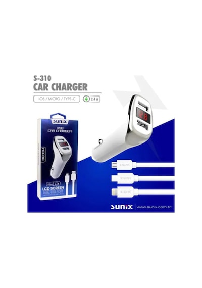 Sunix S-310 Micro Dijital Ekran Araç Şarz 2.4 Amp
