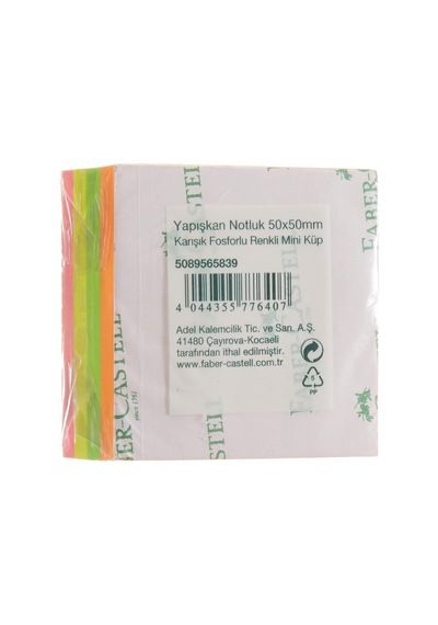 Faber-castell Yapışkan Notluk 50x50mm, Karışık Fosforlu Renkli Mini Küp