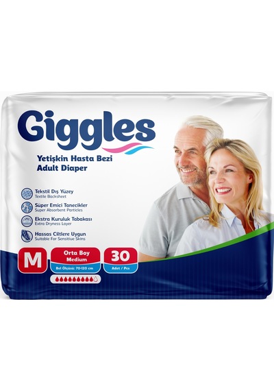 Giggles Hasta Bezi Yetişkin Bel Bantlı Tekstil Yüzey M 180 Adet M