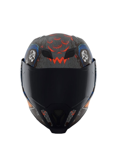 Icon Airflite Trick Or Street 4 Kapalı Motosiklet Kaskı Siyah Mavi Turuncu Kırmızı Siyah - Mavi - Kırmızı