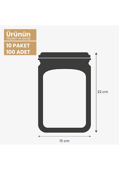 Ahşap Kapaklı Kavanoz Görünümlü Saklama Poşeti 15x22-700 Ml 100 Adet