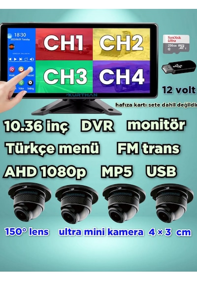 Dvr Dokunmatik Video Müzik 4 Ad 1080p Ahd 150'' Ultra Mini Kamera