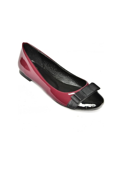 Fox Shoes S726019508 Bordo/siyah Rugan Kadın Babet Bordo - Siyah