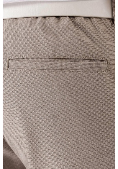 Efor Slim Fit Yan Cepli Dokulu Esnek Casual Bej Pantolon P 1139 Bej