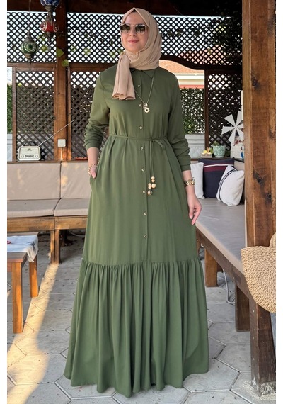 Süreyya Gömlek Elbise Haki