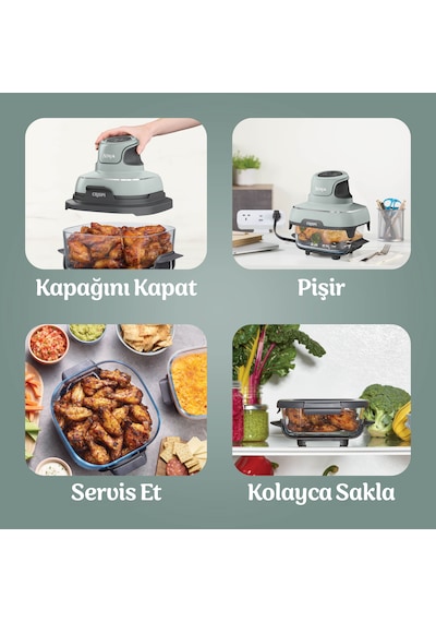 Ninja Crispi 4-In-1 Taşınabilir Cam Hazneli Pişirme Sistemi
