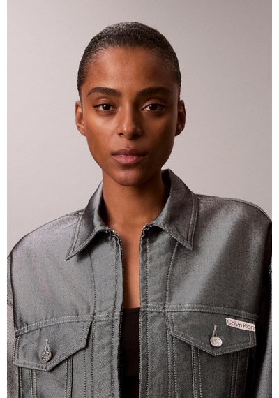 Calvin Klein Parlak Denim Bomber Kadın Gri Ceket Lv047e715g-3uf Mavi