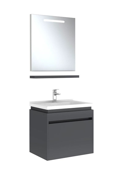 Kale Idea 2.0 65 Cm Parlak Antrasit Tek Çekmeceli Banyo Dolabı Takımı