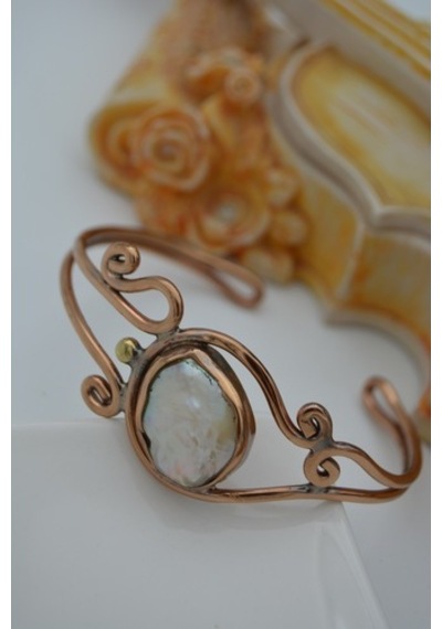 Stoneage Barok Inci Bileklik Bronz