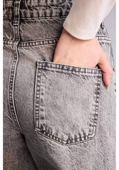 Defacto Straight Fit Yüksek Bel Uzun Jean Yıkamalı Pantolon G3543ax25cwnm55 Gri