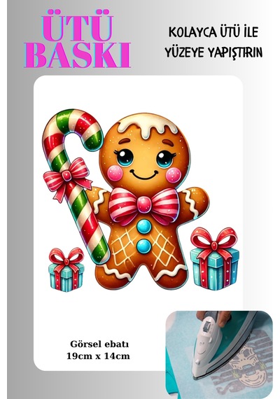 Ütü İle Yapışan Tekstil Transfer Dtf Baskı 1 Adet Büyük Boy Yılbaşı Figürü - 674577497