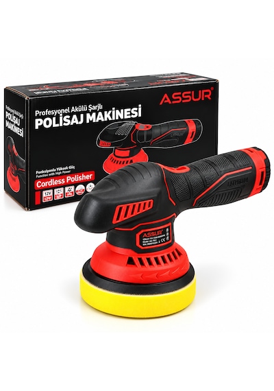 Assur 12v 125 Mm Akülü Şarjlı Polisaj Makinesi Kablosuz Araç Pasta Cila Parlatma Makinesi