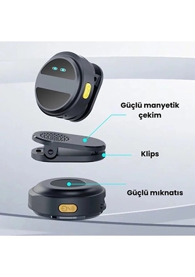 2 Adet Profesyonel Kablosuz Yaka Mikrofonu Typce Uyumlu Manyetik Klipsli