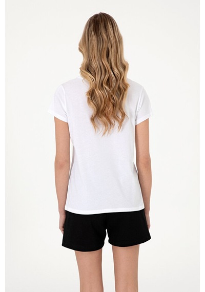 U.S. Polo Assn. Kadın Bisiklet Yaka Tişört 50305842-vr013 Beyaz
