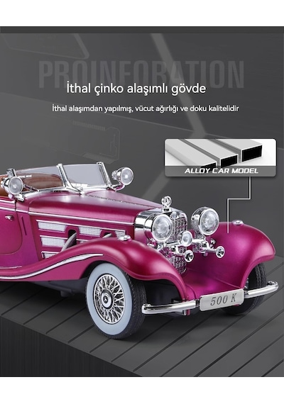 1:24 Mercedes-benz 500k Retro Klasik Alaşım Araba Modeli Gümüş