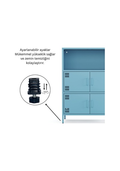 Pera Metal Çok Gözlü Dolap, 4 Kapaklı, Açık Raflı 80,50 X 40 X 109,50 Cm Ral 5024 Mavi Pera Metal Çok Gözlü Dolap, 4 Kapaklı, Açık Raflı 80,50 X 40 X 109,50 Cm Ral 5024 Mavi