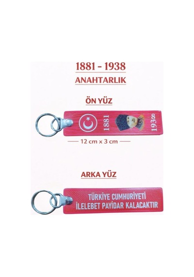 Pvc Anahtarlık Dayanıklı, Esnek Ve Uzun Ömürlü Tasarım 12 X 3 Cm Atatürk-1881 - 840169551 Atatürk-1881