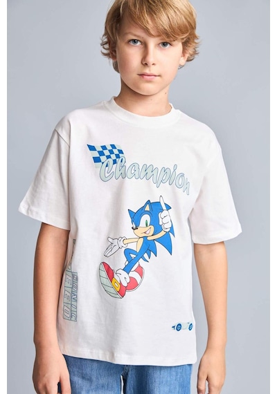 Defacto Sonıc The Hedgehog Lisanslı New Regular Fıt Bisiklet Yaka Kısa Kollu Ecru Tişört Erkek Çocuk H8433a826hser105 Ekru-er105