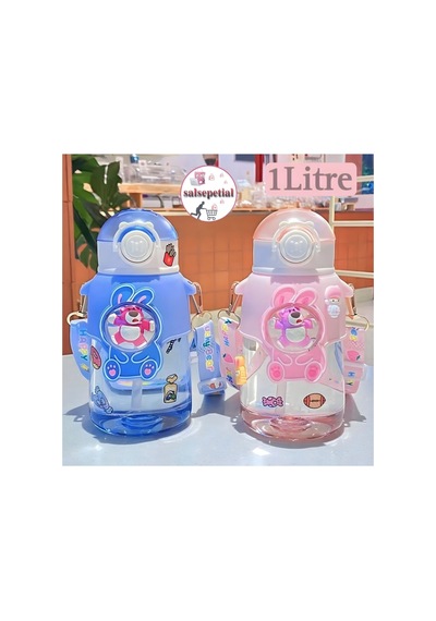 Ayıcık Su Matarası Ayıcıklı Suluk Figürlü Su Şişesi Ayıcık Matara 1000ml Pembe