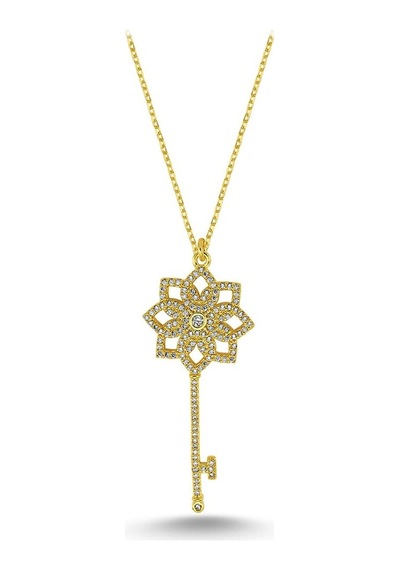 Taşlı Büyük Anahtar Kolye (498176224)